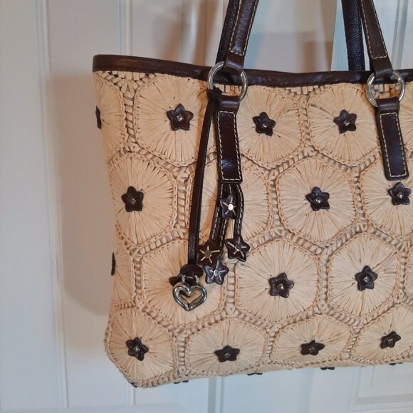 Brighton Woven Raffia & Brown Leather Tote (Flawed) - Picture 2 of 16